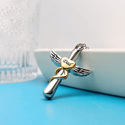 Guardian Angel Wing Cremation Urn Necklace for Human Pets Ashes Cross Keepsake Memroial Jewelry Gift Women Men2
