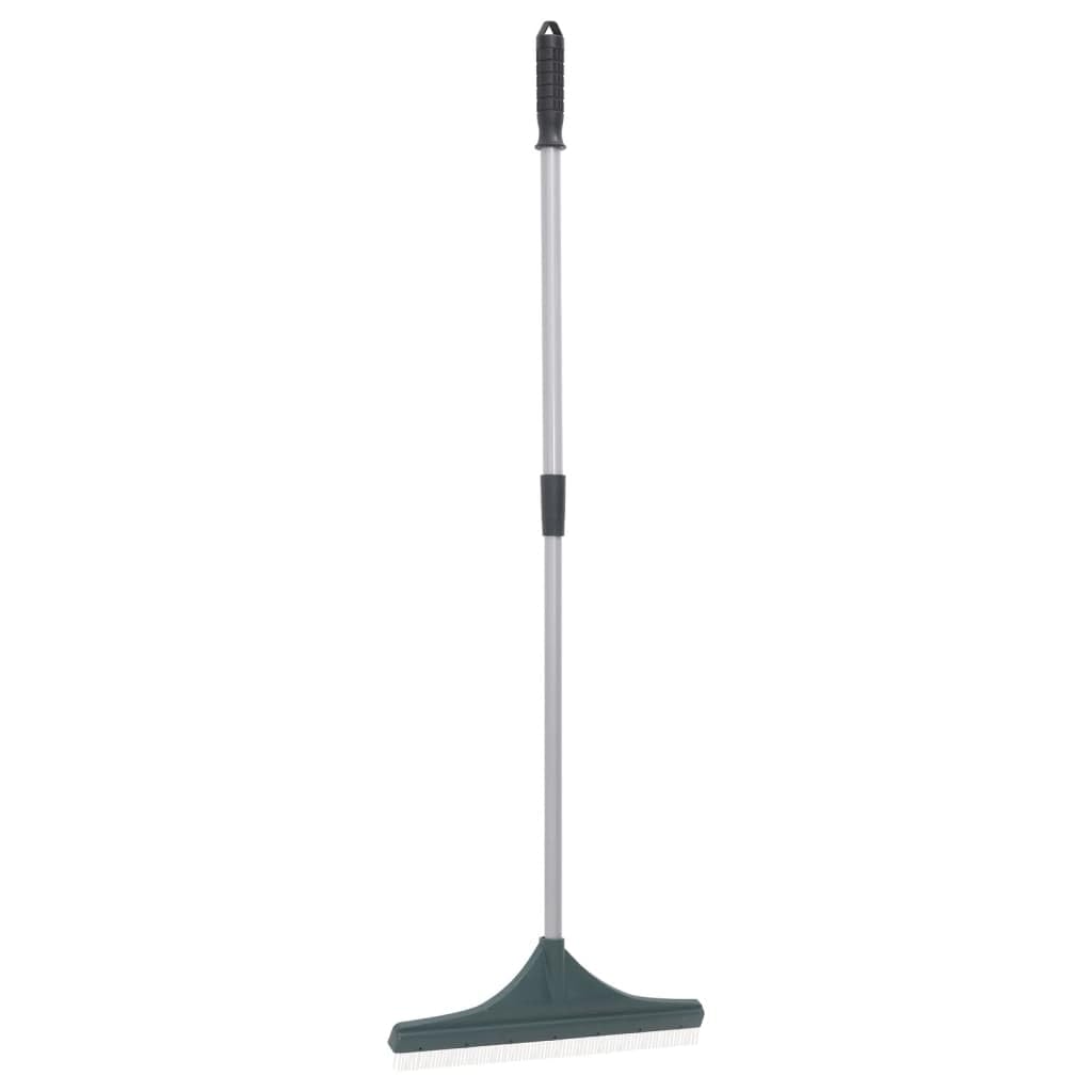 Mangloder - Rastrillo de césped artificial con mango telescópico de 80 a 131 cm, cabeza de polipropileno con cerdas de nailon y mango de acero para jardín, terraza, bancal, hierba, musgo, limpieza y