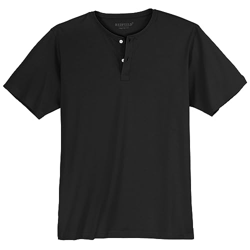T-Shirt Noir Redfield avec patte de boutonnage col henley stretch confort 8XL