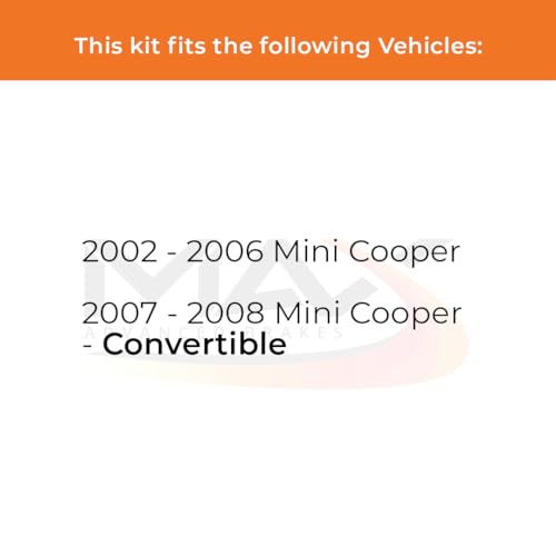 Image of Max Advanced Brakes Rear Brake Kit Compatible With 2002 2003 2004 2005 2006 Mini Cooper Convertible Replacement Geomet Coated OE Disc Brake Rotors and Ceramic Brake Pads