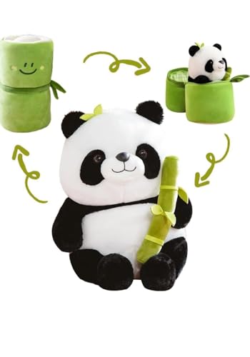 Image of Cute Panda Plush with Bamboo, Kawaii Soft Stuffed Animals Toy, Plushies Doll Gifts for Kids Girls Boys Birthday Valentine 30 CM (Panda in Bamboo)
