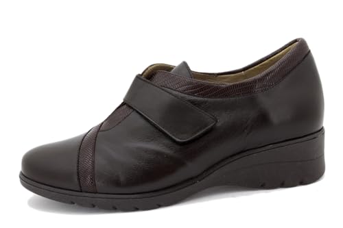 Chaussures bande réglable PieSanto cuir noir contre les pieds sensibles