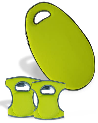 TECHNIGART Sitz-Kissen & Knieschoner für Indoor & Outdoor - Sitz-Polster für Garten-Arbeit, Camping, etc. - Sitz-Unterlage mit Griff - Grün Cover