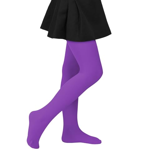 Komorebi Girls Toddler Halloween Witch Tights - Black, Above Knee, Solid Pattern, Footed, Breathable & Durable, Size 1-3 Year