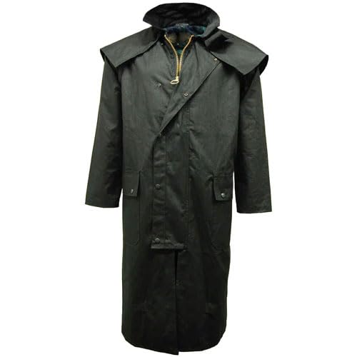 FAIRY BOUTIQUE Wachsmantel für Erwachsene, langärmelig, verstellbare Bündchen, Reißverschluss, abnehmbare Kapuze, lange Jacke, Schwarz , XL