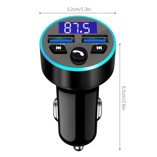 Transmisor FM para coche Bluetooth, adaptador Bluetooth para coche, cargador rápido QC3.0, soporte dual USB, manos libres/unidad flash USB (A) - imagen 2
