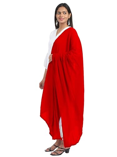 Image of Miraan Solid Pure Cotton Dupatta with Pom Pom Border, 2.25 meters length (DUPCOTTON)