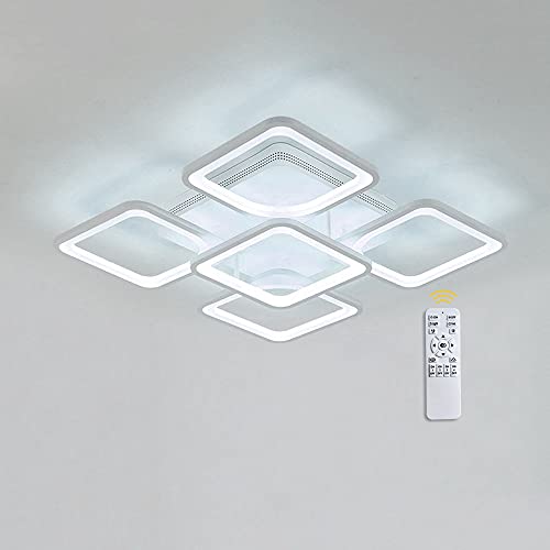 Plafonnier LED dimmable 84W carré blanc avec télécommande