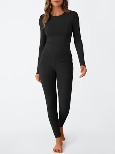 LILLUSORY Womens Long Johns Thermal Underwear Fleece Lined Leggings Warm Pajama Pants Set Shirts Winter Clothes 20252