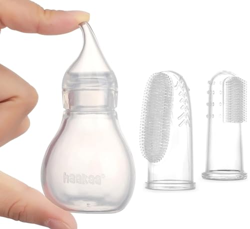 Image of haakaa Silicone Baby Nasal Aspirator & Baby Finger Toothbrush Set