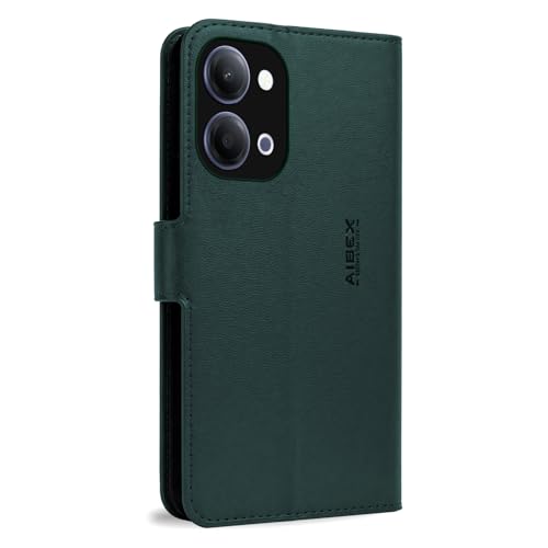 Image of AIBEX Compatible for Vivo T5 Lite 5G / Vivo Y21 5G / Vivo Y11 5G Flip Cover Leather Finish | Inside TPU with Card Pockets | Wallet Stand | Complete Protection Flip Case Green