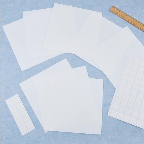 SUPERFINDINGS 8 flache Leere Kunststoffplatte 18cm Wandlochabdeckung Mit 60 doppelseitigem Klebeband Staubdichte Abdeckplatte Quadratische Mattierte Leere Platte