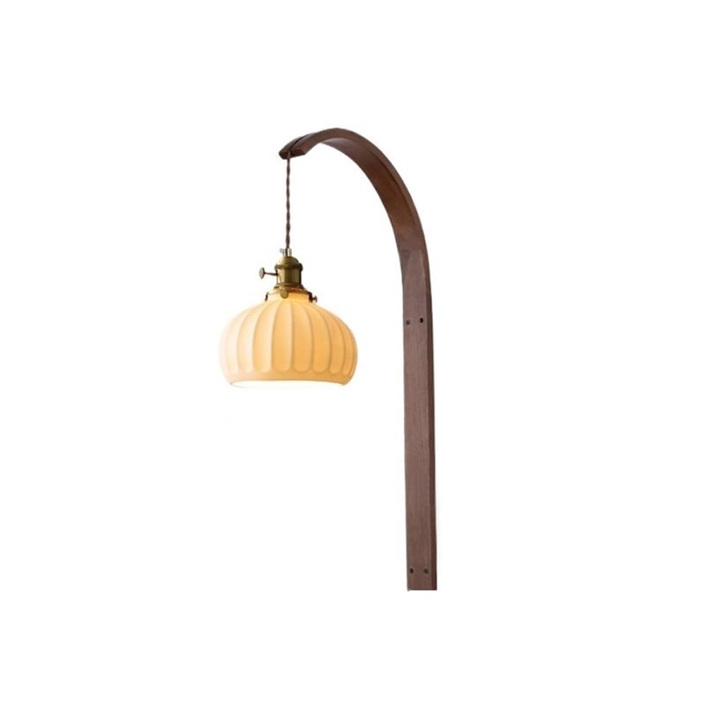 ZENY896V Bedroom Indoor Modern Stylish Lighting Wall Lamp Entrance Corridor Glass Lampshade Wooden Base Wall Sconce