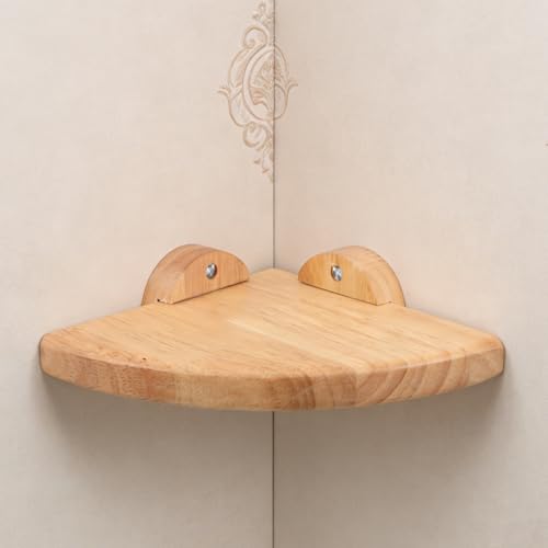 Estantería esquinera de madera beige: balda curva de pared para libros 7