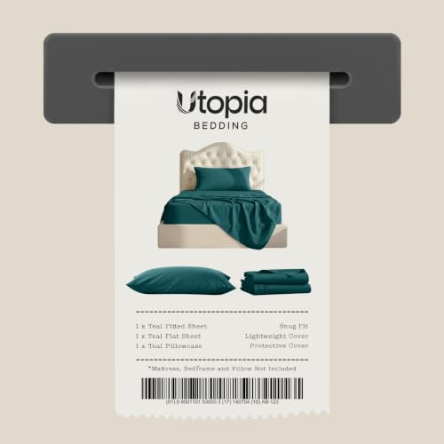 Image of Utopia Bedding Twin Sheet Set - 3 Piece Bed Sheets for Twin Size Bed, Soft and Breathable Microfiber, Includes 1 Fitted Sheet, 1 Flat Sheet and 1 Pillowcase - Oeko Tex (Teal Green)