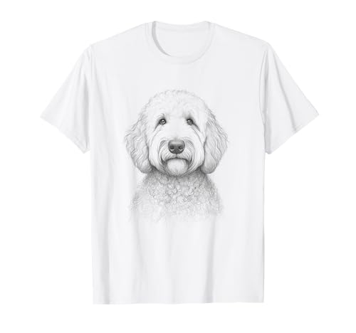 Goldendoodle Dog Sketch Design para hombres y mujeres Camiseta