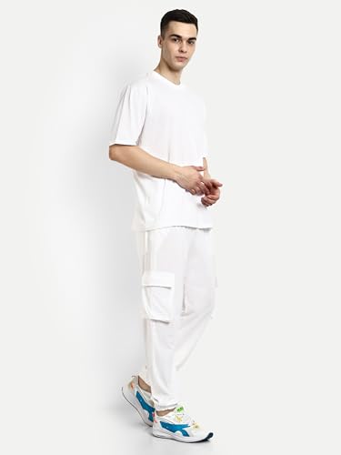 Image of Kraasa Summer Cotton Co-ord Set, Tshirt and Pant Set, Regular Fit Plus Sizes Tracksuit for Men's