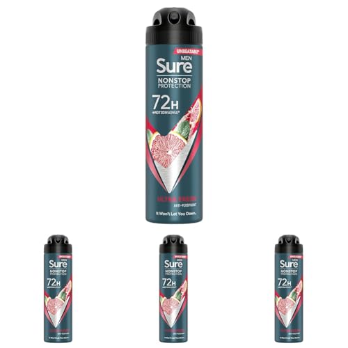 Image of Sure Men Ultra Fresh Nonstop Protection MotionSense technology anti-perspirant deodorant spray Anti-perspirant Deodorant Aerosol 72h protection against sweat and odour 150 ml,pack of 24