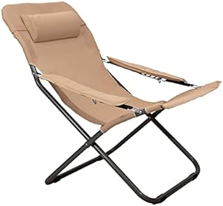 Homecall Folding Camping Chair with 2 x 1 Textilene and Adjustable Backrest - Beige