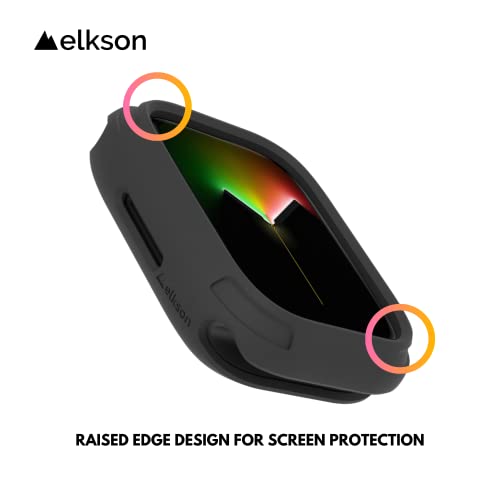 elkson Made for Apple Watch 45mm Bumper Case, Quattro 2.0 Series Rugged Case for Apple Watch and iWatch Series 9 8 7, Military Grade Durable Protective Cover, Flexible Shock Proof, Black