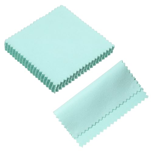 50 Pcs Silver Polishing Cloths Small Jewelry Cleaner Cloth Soft Jewelry Cuffs Polishing Cleaner for Sterling Silver Gold Platinum Diamond Jewelrys Copper Silverware Easy to Carry(Blue, 3" X 3")