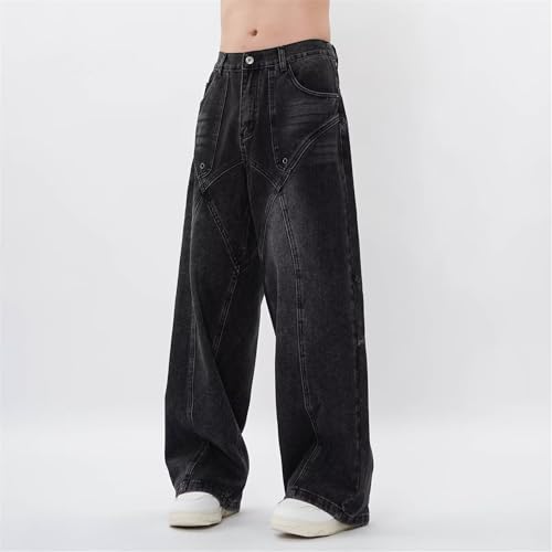 Men's Irregular Sutures Y2k Hip Hop Baggy Jeans Wide Leg Vintage Denim Pants Casual Loose Fit Streetwear Trouser2