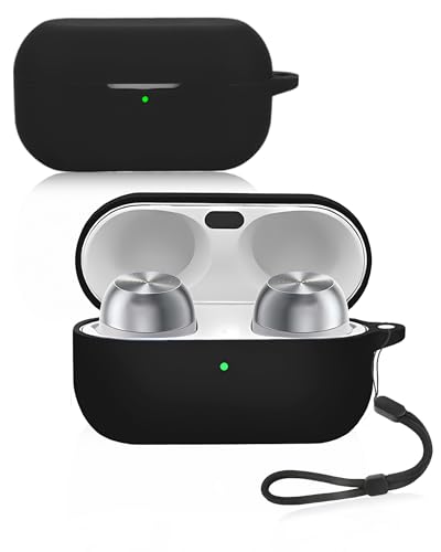 For Technics EAH-AZ100&EAH-AZ100E-S&EAH-AZ100E-K Earbuds, Soft Silicone Case with lanyard - Waterproof, Shockproof & Scratch-resistant, Black