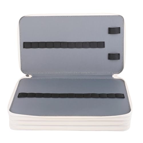 Image of Vomgomfom 300 Slots Marker Case 4-Layer PU Leather, Handle, White