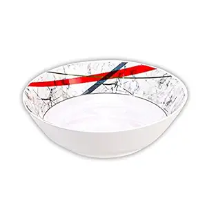 Melamine Soup Bowl, Round Shaped Bowls with Beautiful Marble Texture Design, Ideal for Rice, Salad, Noodles Multipurpose Kitchenware Dining Tableware (Large - 8.5