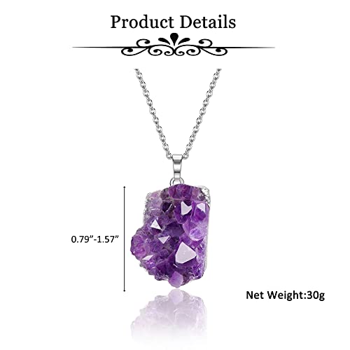 Manifo Amethyst Raw Crystals Stone Necklace Healing Crystal Cluster Druzy Gemstone Pendant Necklaces For Women Silver #TOP6