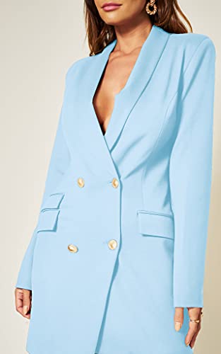 Image of UNIQUE 21 Women Luxe Stain Breasted Asymmetric Blazer Dress - Ladies Elegant Casual Work Office Events Blazer Dresses