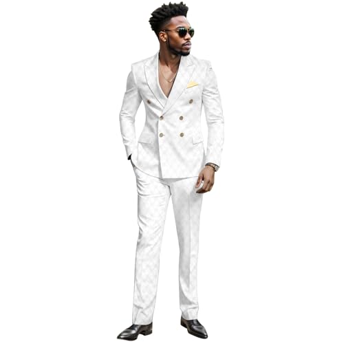 African Suit for Men Double Breasted Slim Fit Jackets and Trousers 2 Piece Set Business Suit Wedding