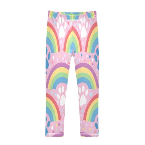 Toddler Girls Leggings Printed Yoga Pants Leggings Rainbow Cat Paw Print for Kids