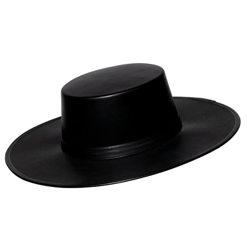 Black Faux Leather Flat Brim Hat Adult Costume Accessory