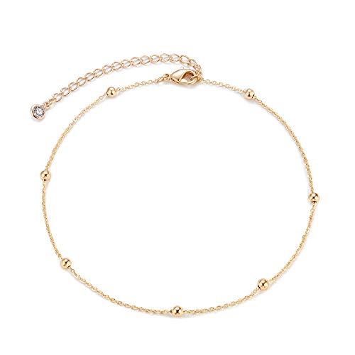 Mevecco Anklet For Women Gold Ball Bead Chain Station 14K Gold Plated Dainty Boho Beach Summer Simple Foot Jewelry Ankle Bracelet For Girls #TOP2