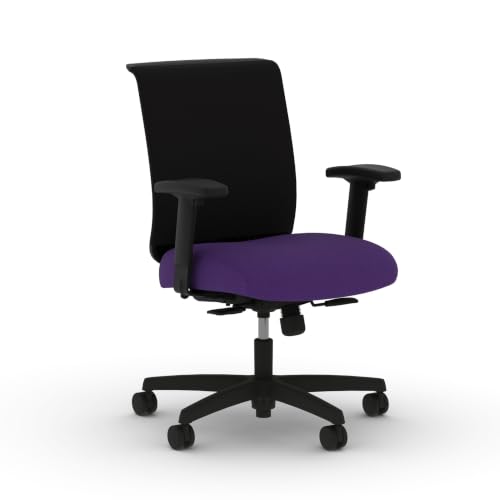 Image of HON Convergence Ergonomic Office Chair with Mesh Back, Adjustable Arms, Lumbar Support, Synchro‑Tilt Desk Chair with Wheels for Home Office or Computer Use, Black Frame, Iris