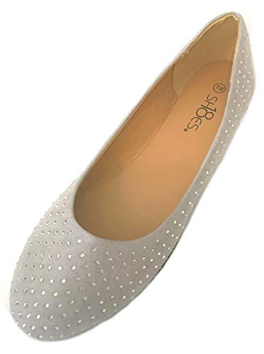 Image of Shoes 18 Womens Faux Suede Rhinestone Ballerina Ballet Flats Shoes