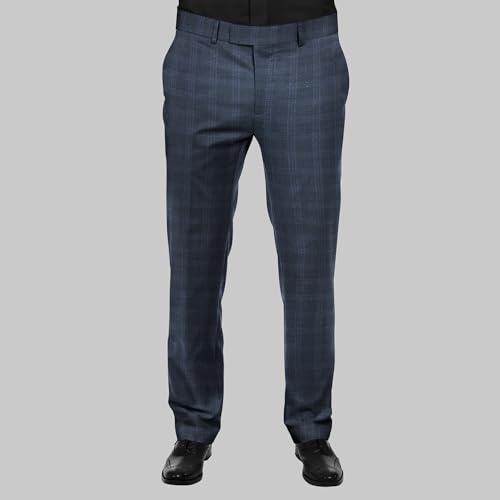 Image of BIGREAMS Unstitched Checkered Suiting Luxury Pants Fabric for Men - 1.5 Meter Pant Piece | Premium Blended Material | Soft Finish | Ideal for Formal Trousers
