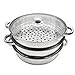 Sallurmose 3-stopniowy parowar ze stali nierdzewnej ze szklaną pokrywką, zestaw parowarowy do warzyw, kostek i owoców morza, 26,5 cm