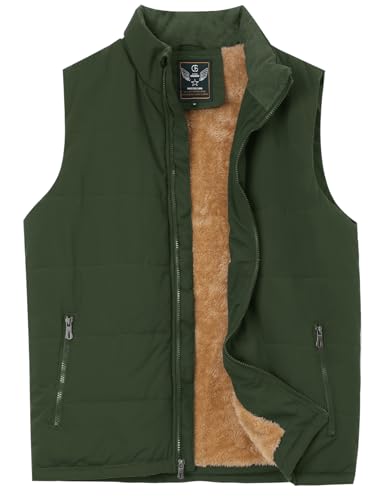 Image of Flygo Men's Winter Warm Outdoor Padded Puffer Vest Thick Fleece Lined Sleeveless Jacket