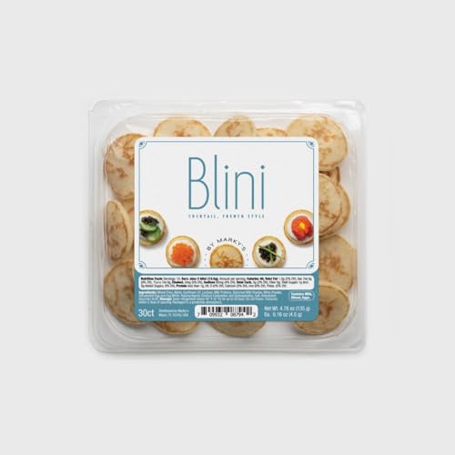 MARKY'S French Blinis for Caviar - 30 pcs (Pack of 1) - Handmade Breakfast Mini Pancakes Crepes Canape Best for Caviar and Roe