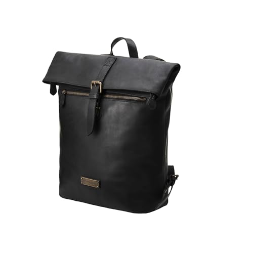 Sac à dos à roulettes en cuir noir élégant pour femme DRAKENSBERG Paula