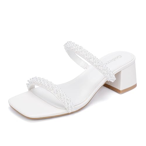 Women's Chunky Block Low Heeled Sandals Two Strap Square Open Toe Slip On Mule Heels