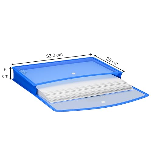 SPS File Folder, Transparent Poly-Plastic A4/Foolscap Documents File Storage Bag with Snap Button Set of 5/ Certificate File Folder