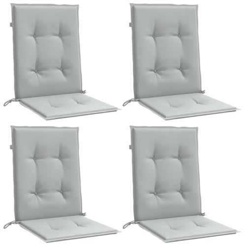 vidaXL Lot de 4 Coussins de Chaise à Dossier Bas, Oreillers de Balcon, Coussins de Sièges Patio Jardin Terrasse Extérieur, Gris Clair Mélangé