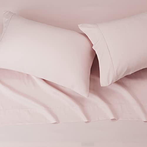 Image of Amazon Basics Breathable Lightweight Wrinkle Resistant Microfiber 4-Piece Bed Sheet Set with 14-Inch Deep Pockets, Luxury Bedding, Queen, Blush Pink