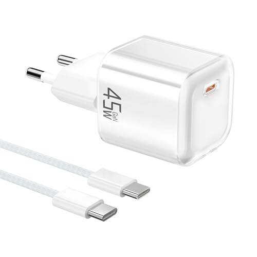 YISH Cargador USB C Carga Rapida 45W：GAN PD3.0 Enchufe USB C Movil Cargador Tipo C Carga Rapida Compacto para Teléfonos Inteligentes y Tabletas con 60W Cable Tipo C a C