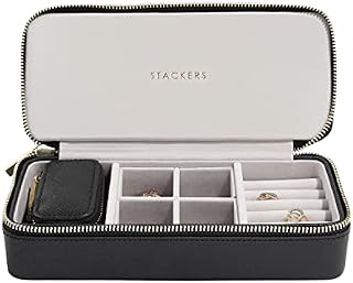 Stackers Black Large & Petite Travel Jewellery Box with Champagne Gold Fittings