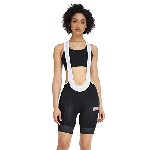 Santic Trägerhose Fahrrad Damen Gepolstert Radhose Damen Kurz Radlerhose Dame mit Polster Fahrradhose EU XL