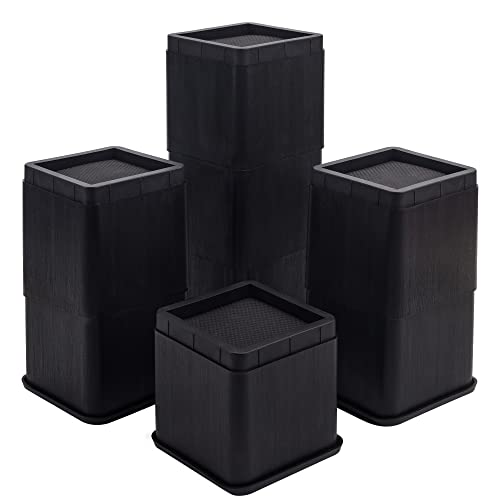BTSD-home 4 inch or 8 inch Bed Risers Heavy Duty Stackable Furniture Risers Bed Lifts Risers for Couch, Sofa, Desk or Table Legs Extenders 8 Pack